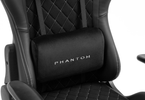 Materiałowy Fotel PHANTOM: Large Size – Czarny Diamond White